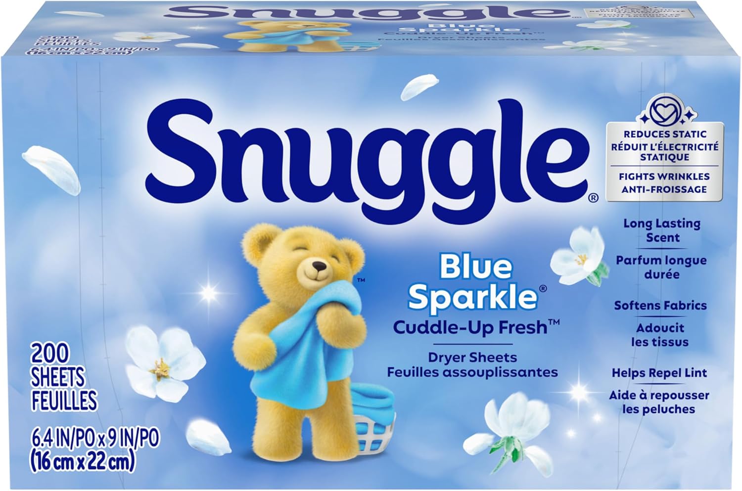  Snuggle Dryer Sheets, Long Lasting Fresh And Clean Scent, Laundry Fabric Softener, Control Static, Reduce Wrinkles, HE Safe, 200 Count